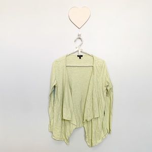 Talbots Spring Green Asymmetric Open Front Cardigan
